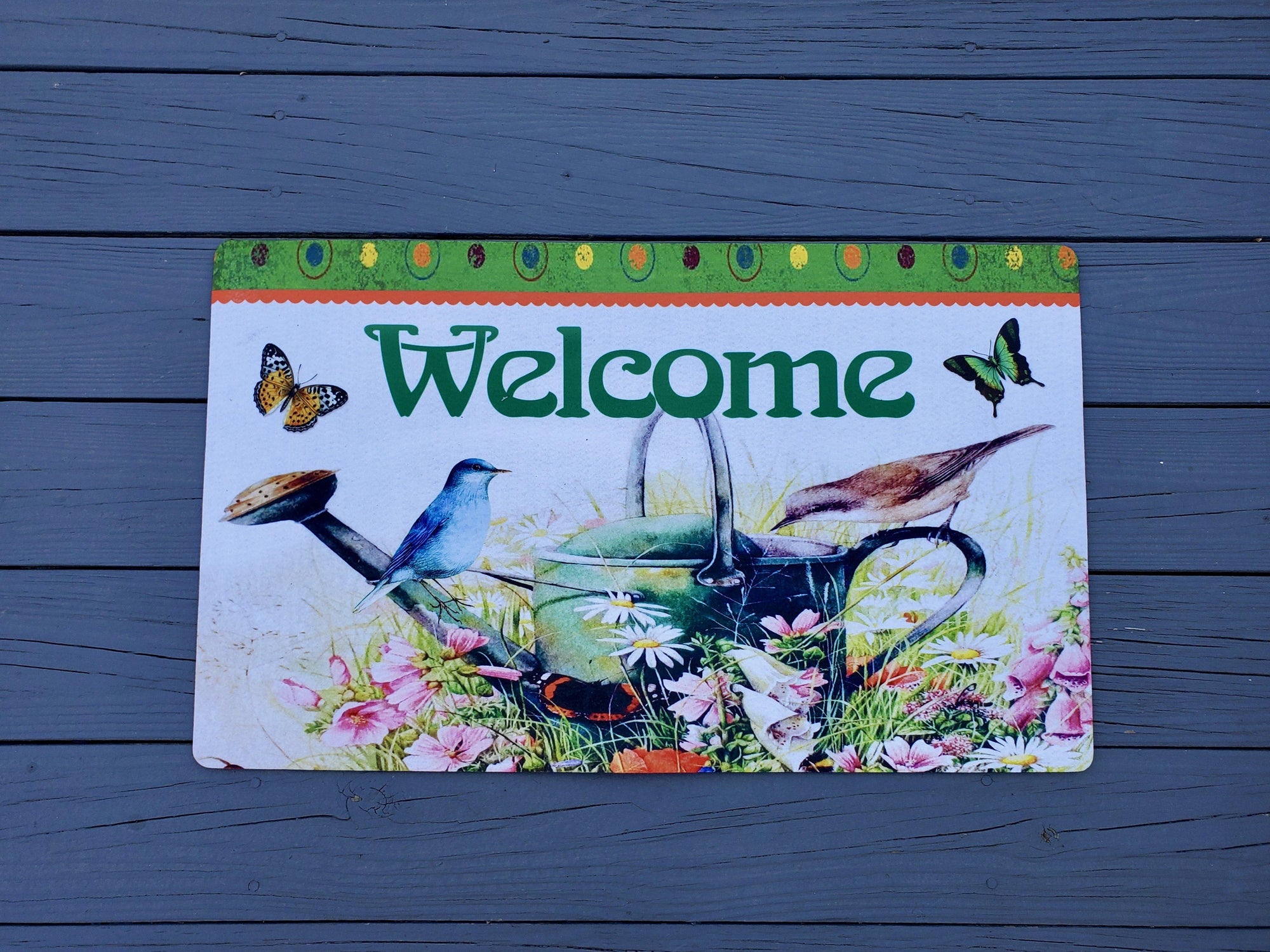 Spring Front Porch Welcome Mat - A Rustic Feeling
