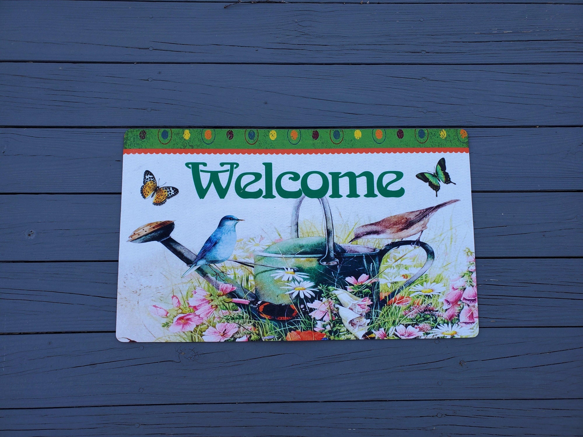 Spring Front Porch Welcome Mat - A Rustic Feeling