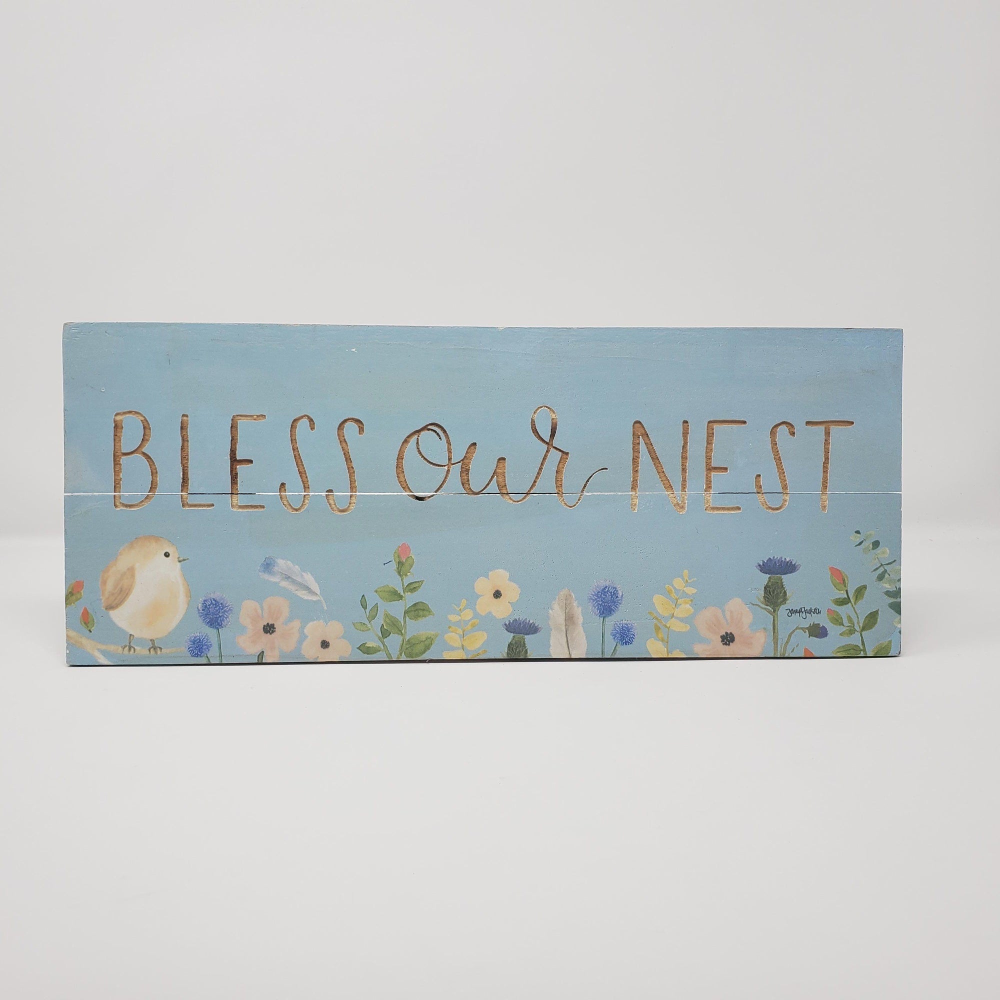 Bless Our Nest Carved Sign - A Rustic Feeling