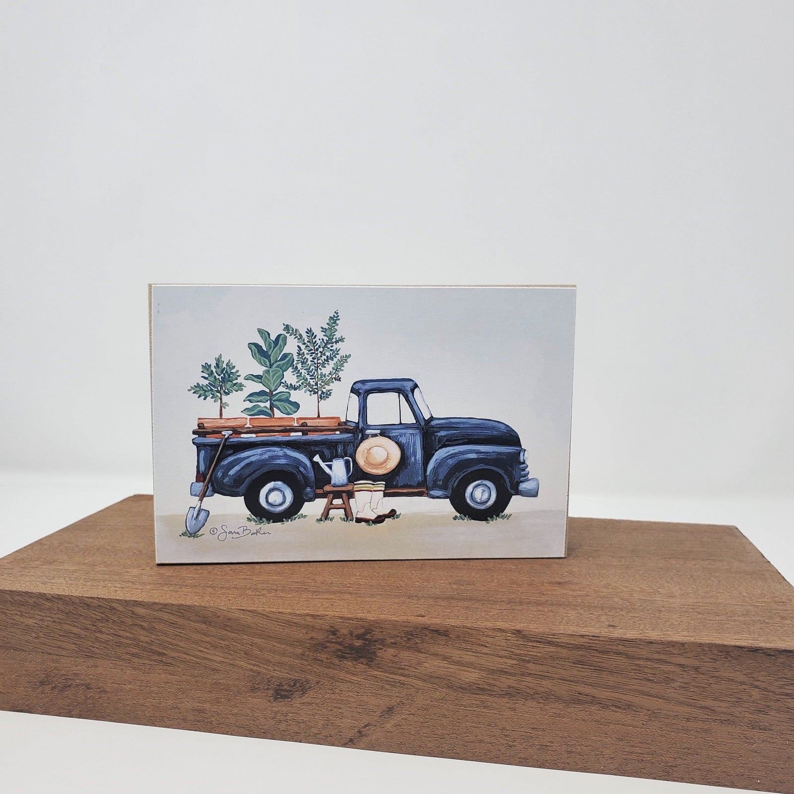 Rustic Pickup Truck Gardening Block Sign Garden Decor A Rustic Feeling 