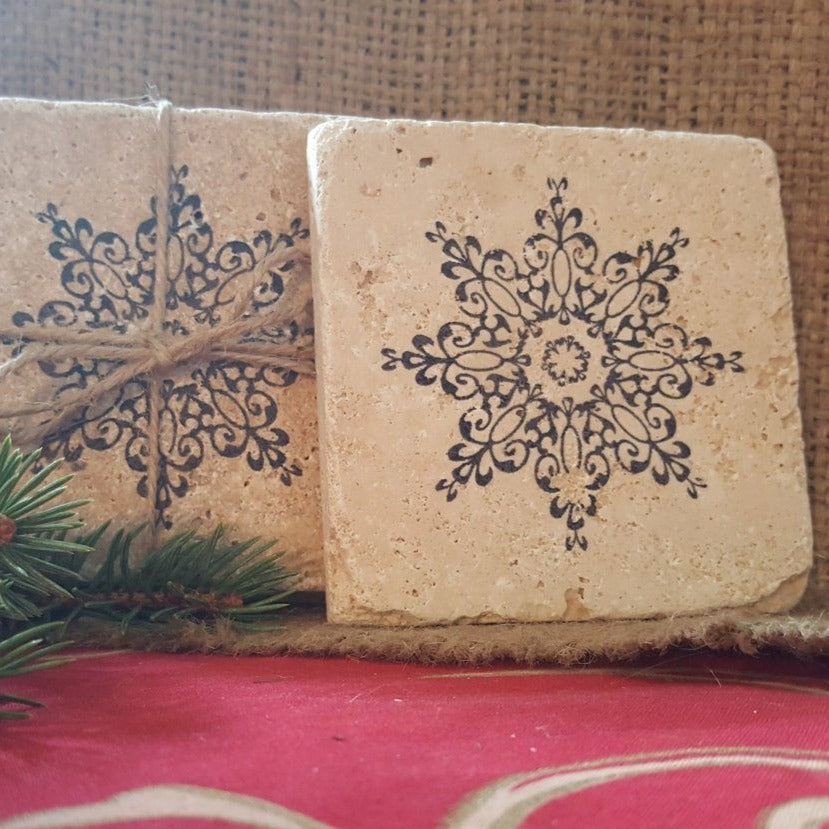 Snowflake Coasters Coasters A Rustic Feeling 