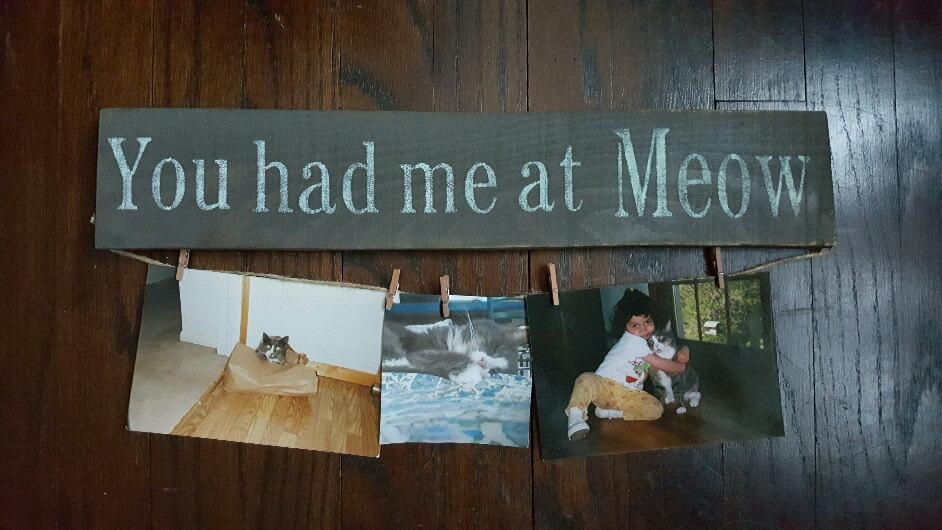You Had Me At Meow Cat Lover Sign - A Rustic Feeling