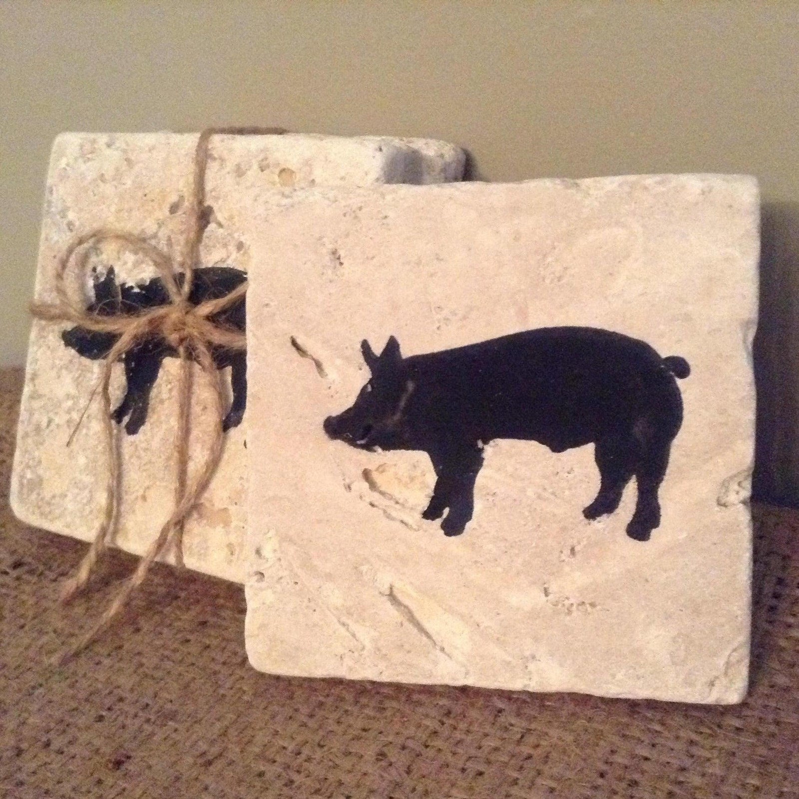 Natural Stone Pig Coasters - A Rustic Feeling