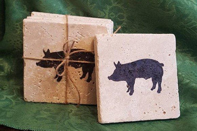 Natural Stone Pig Coasters - A Rustic Feeling