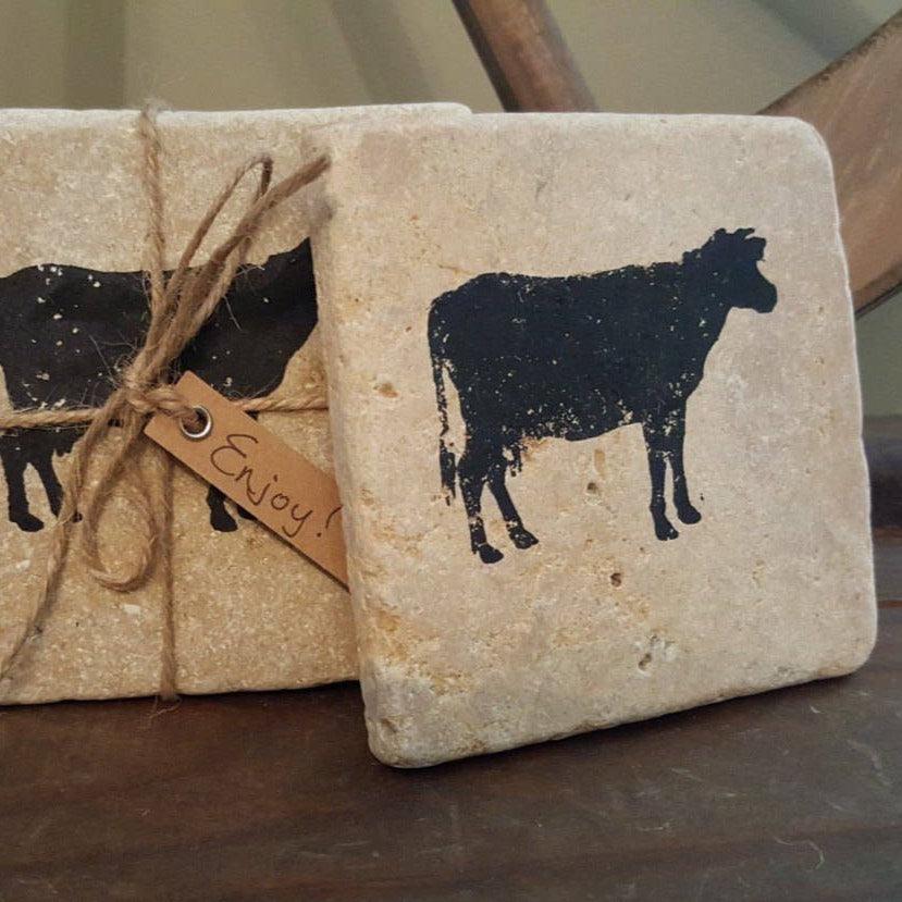 Cow Coasters, Cow Gifts - A Rustic Feeling