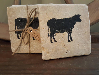 Cow Coasters, Cow Gifts - A Rustic Feeling