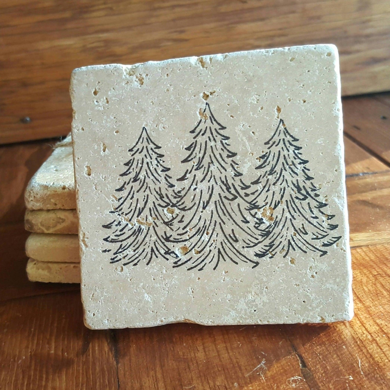 Evergreen Tree Coasters, Balsam Tree - A Rustic Feeling